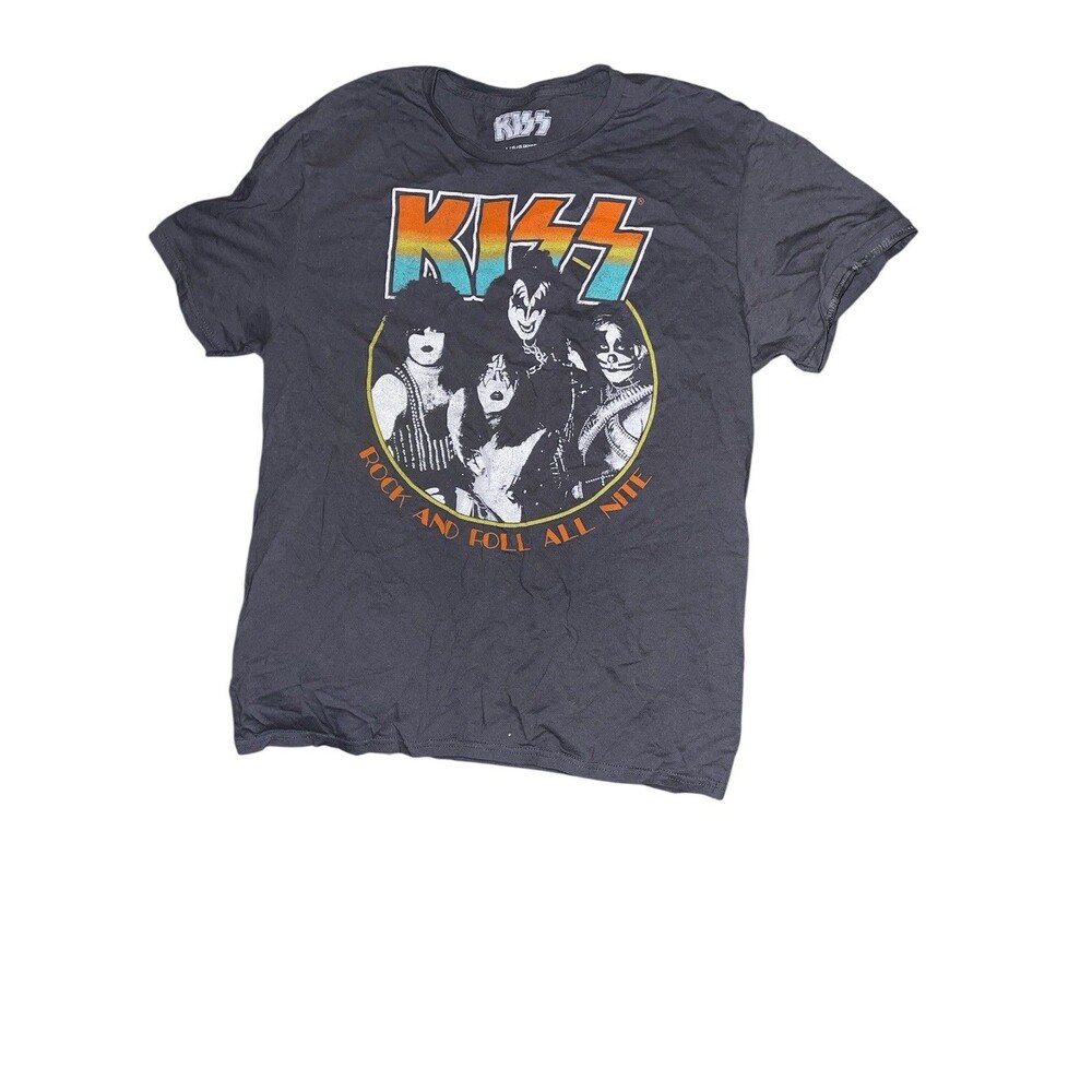 Kiss Band Official Merchandise Retro Rock N Roll All Nite T Shirt Gray L